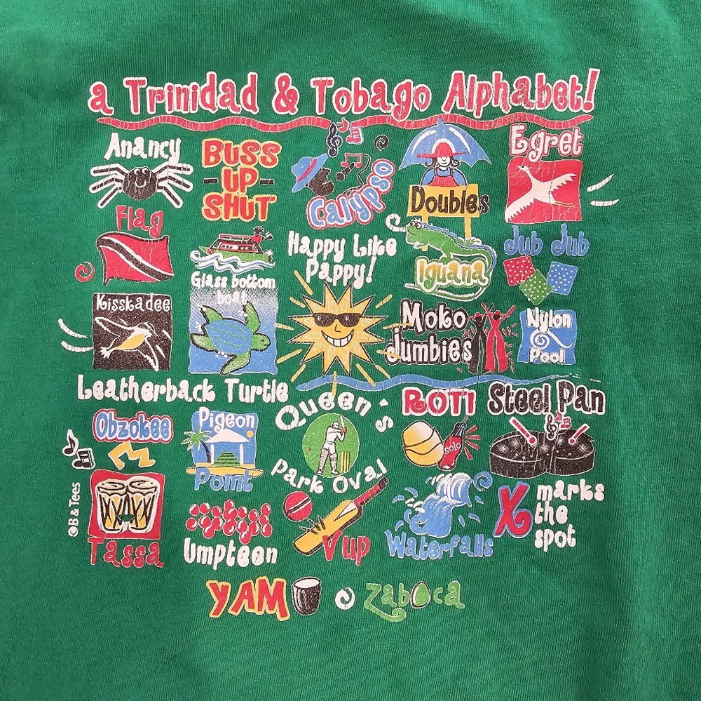 Green Kids 3t szS Trinidad Alphabet T-Shirt West‎ Indies Vacation Summer Spring